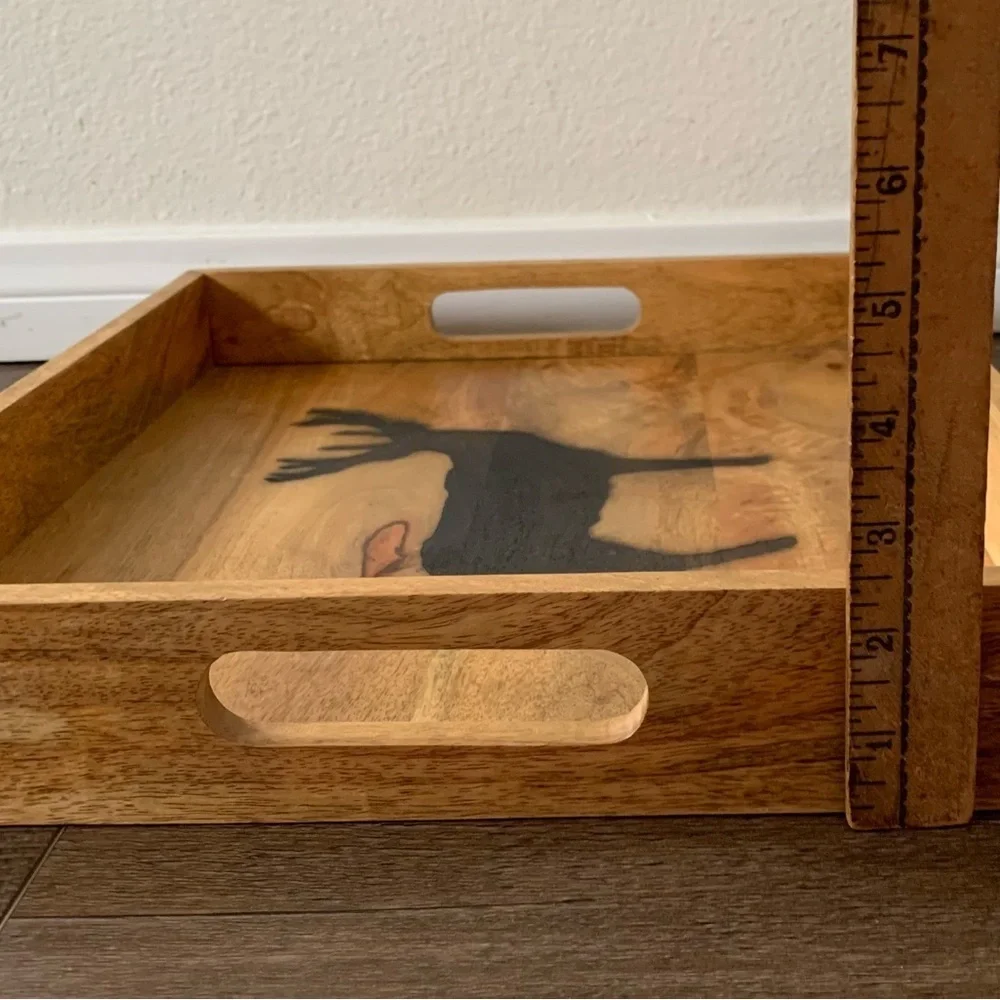 Wooden Tray with Deer Design